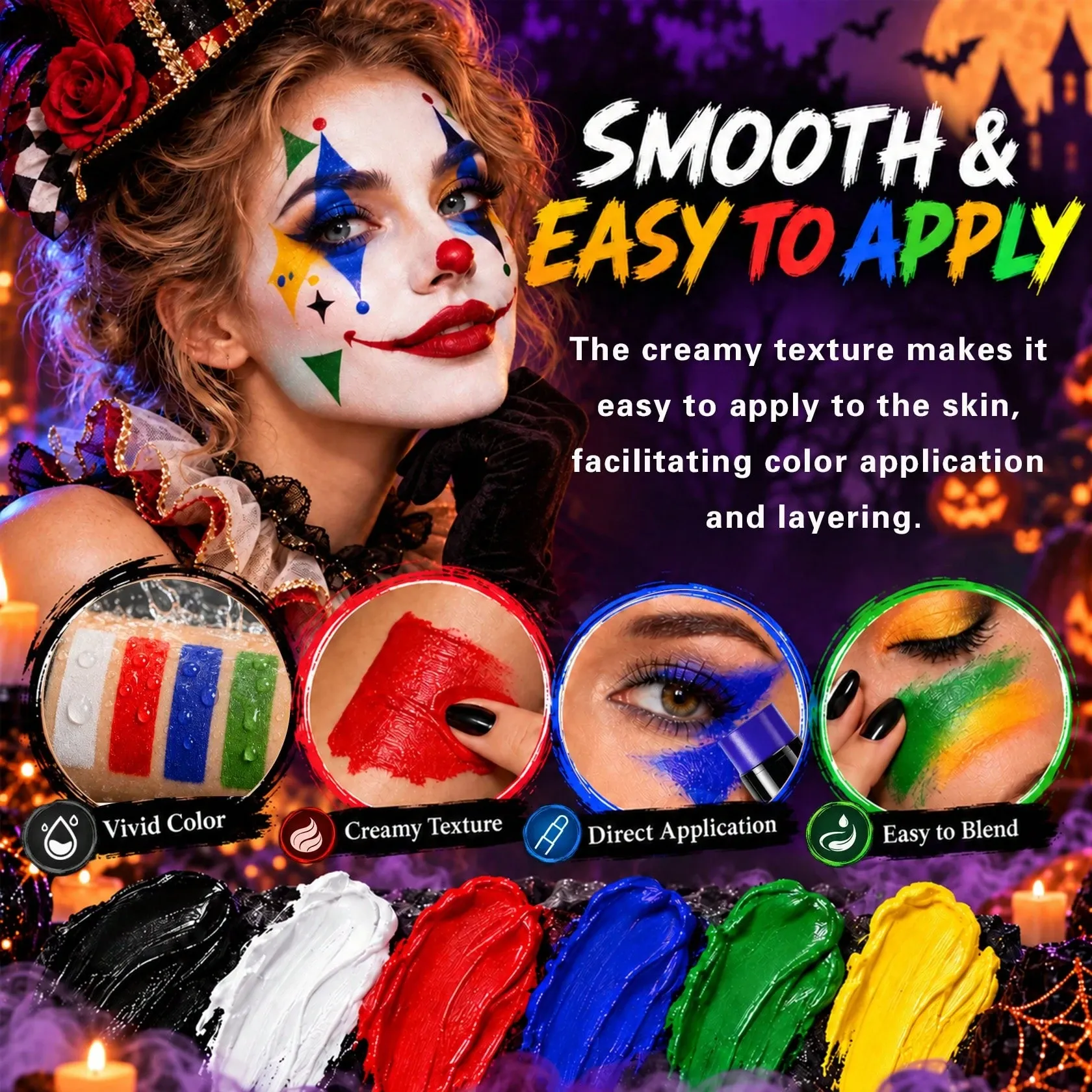 Kit de Maquillaje Halloween para Rostro y Cuerpo — 6 Colores — vista 2