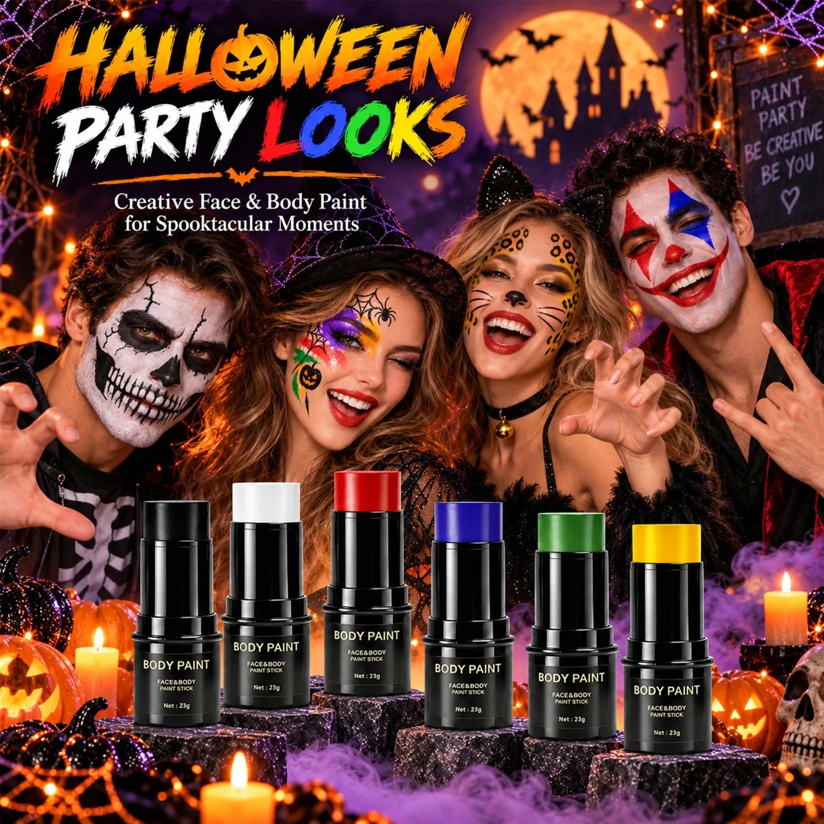 Kit de Maquillaje Halloween para Rostro y Cuerpo — 6 Colores — vista 4