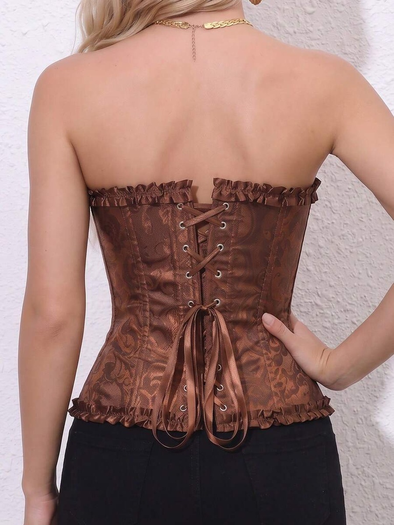 Corset Moldeador de Cintura Café con Cordones - vista adicional 1