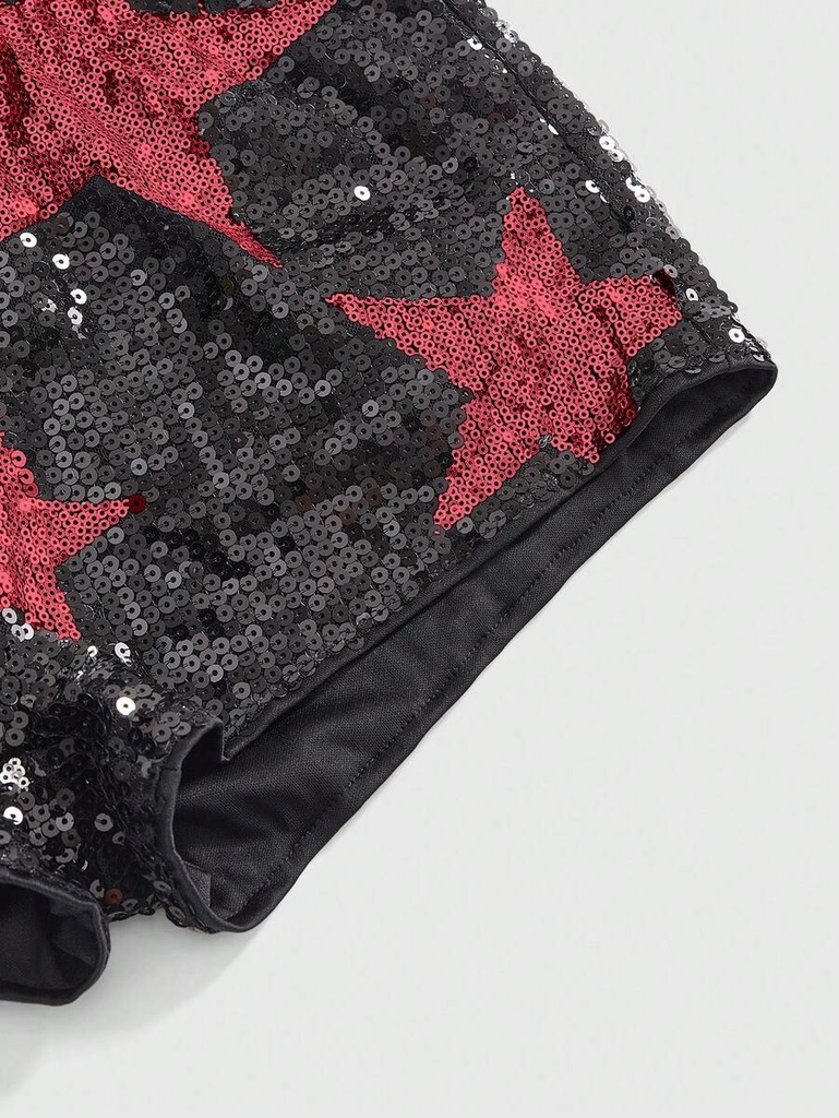 Mini Short Rojo con Lentejuelas de Estrellas — gallery 1