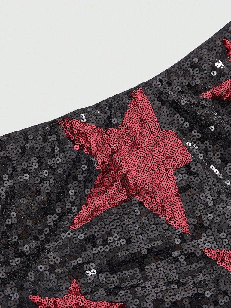 Mini Short Rojo con Lentejuelas de Estrellas — gallery 2