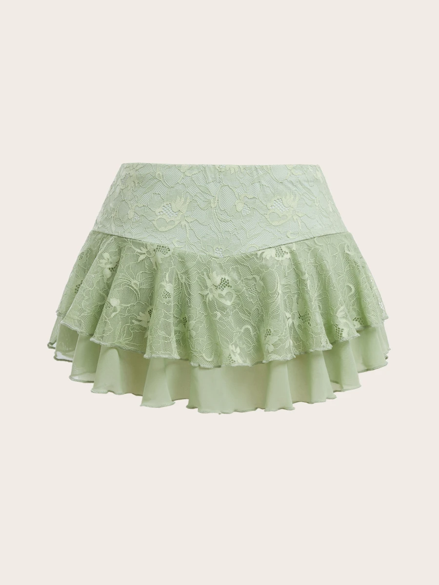 Falda Short Verde Menta con Volantes — gallery 2