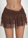 Falda Short Café Asimétrica con Volantes — gallery 2