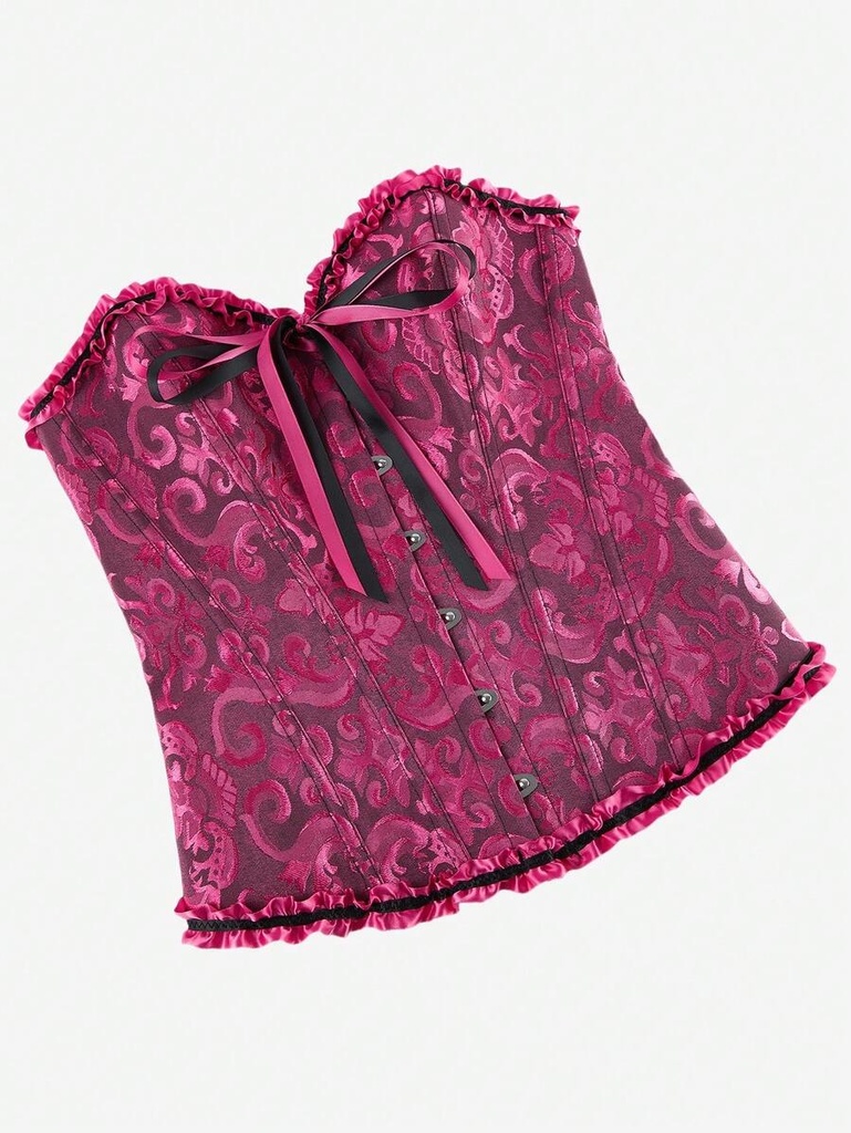 Corset Violeta Rojizo de Jacquard con Volantes — gallery 1