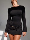 Mini Vestido Negro Fruncido con Aro Metálico — Vista 5