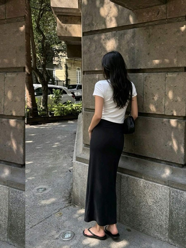 Falda Larga Negra Recta — vista 2