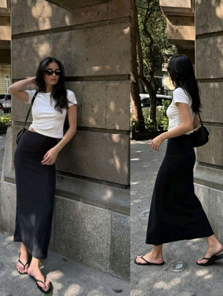 Falda Larga Negra Recta — vista 3