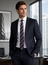 Corbata Azul Marino y Borgoña — vista 2