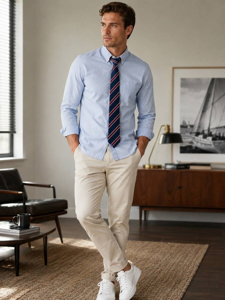 Corbata Azul Marino y Borgoña — vista 3