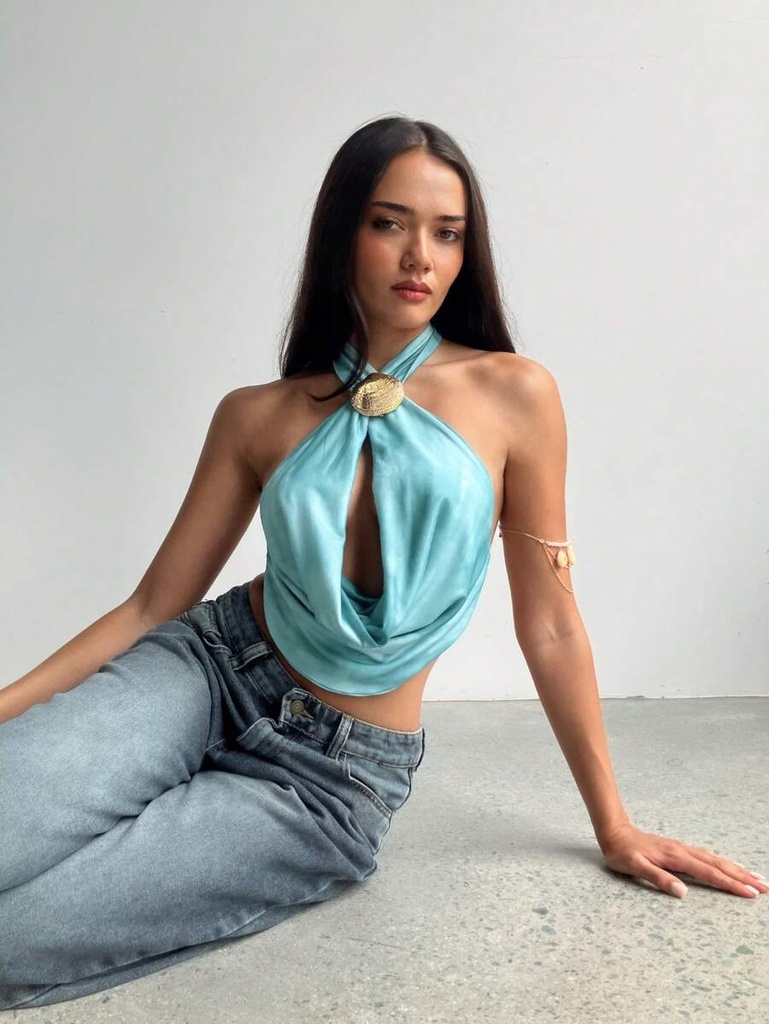 Top Multicolor Halter Cruzado — vista 3