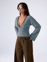 Blusa de Punto a Rayas Azul y Café — vista 4