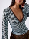 Blusa de Punto a Rayas Azul y Café — vista 6