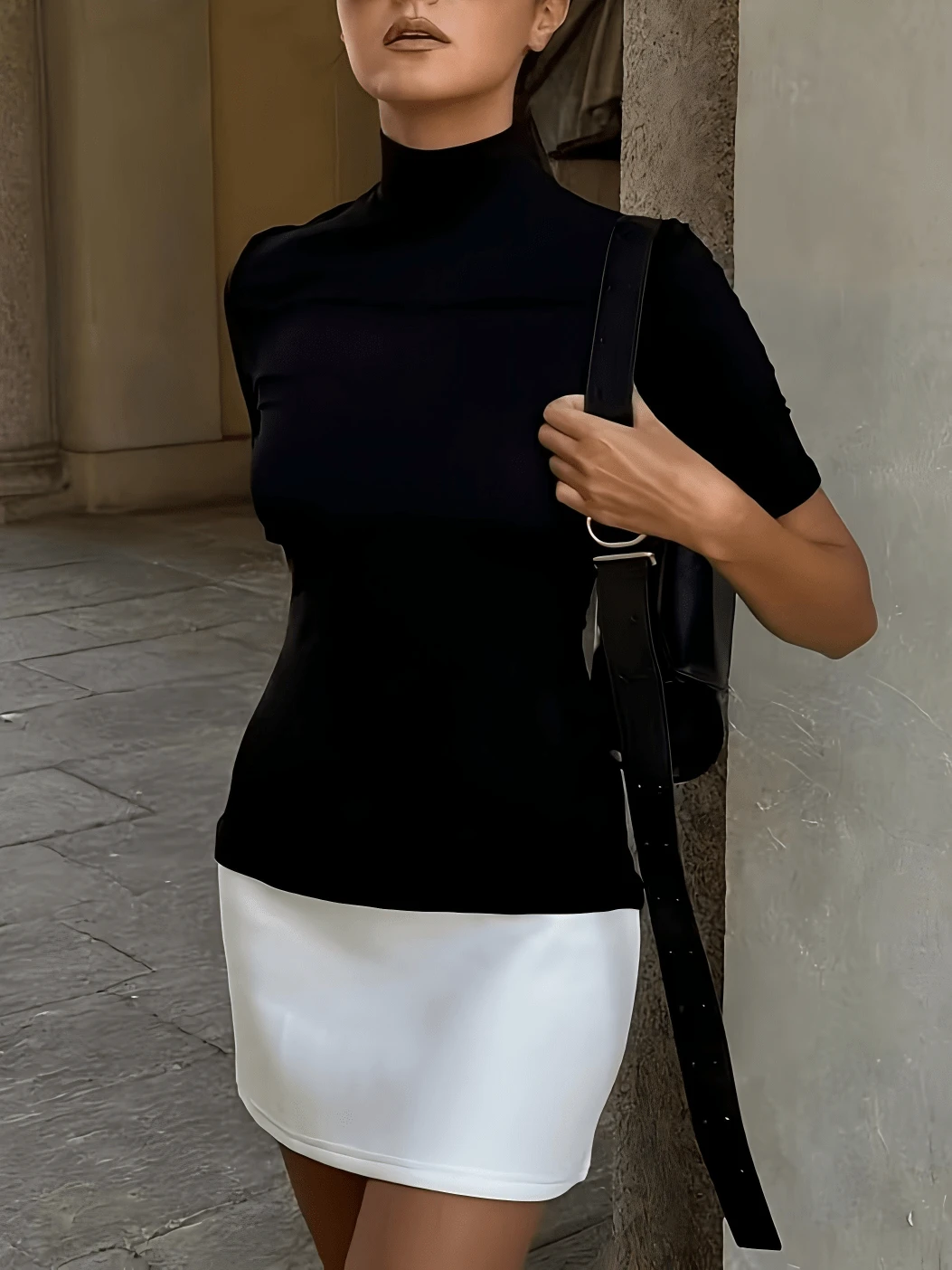 Top Negro de Punto con Cuello Alto — vista 3