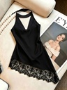 Top Negro Halter con Encaje — vista 2