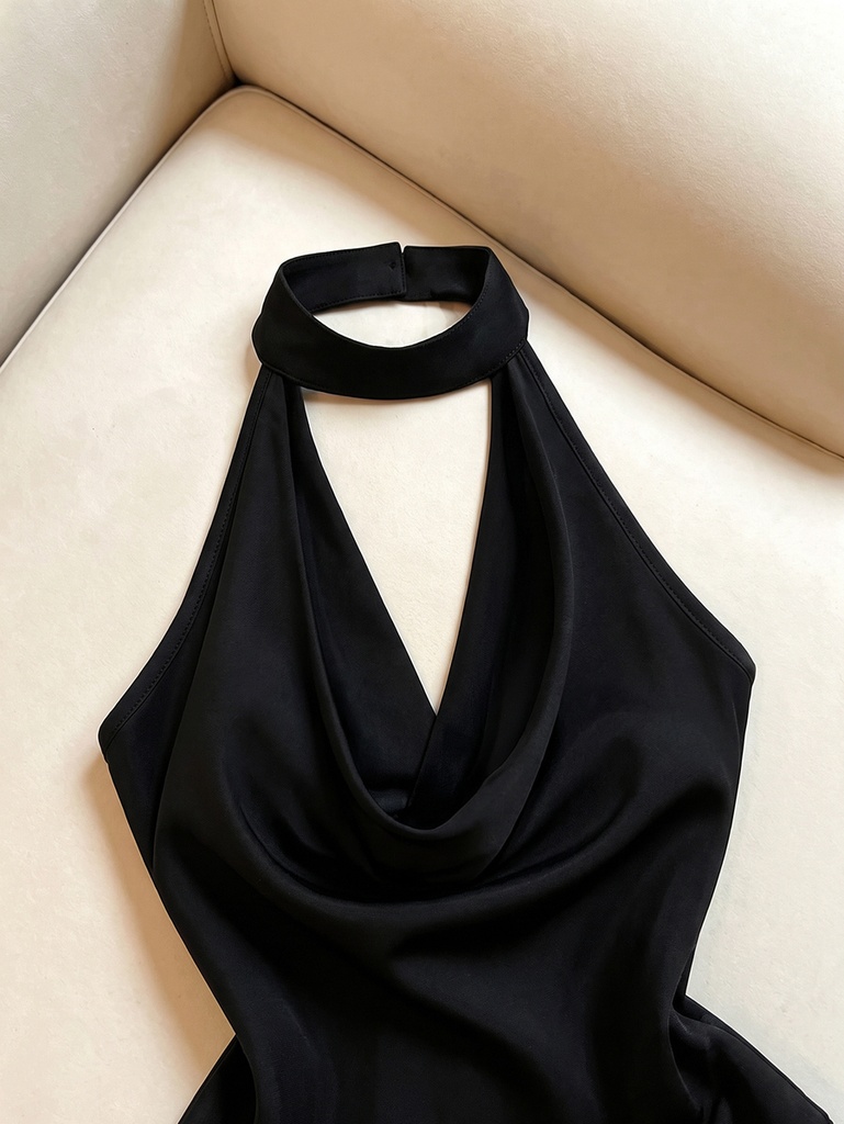 Top Negro Halter con Encaje — vista 4