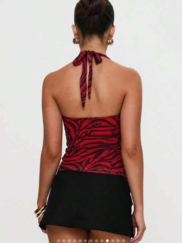 Top Tankini Rojo con Estampado de Cebra — vista 1