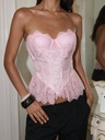 Top Bandeau Rosa Floral con Encaje — vista 5