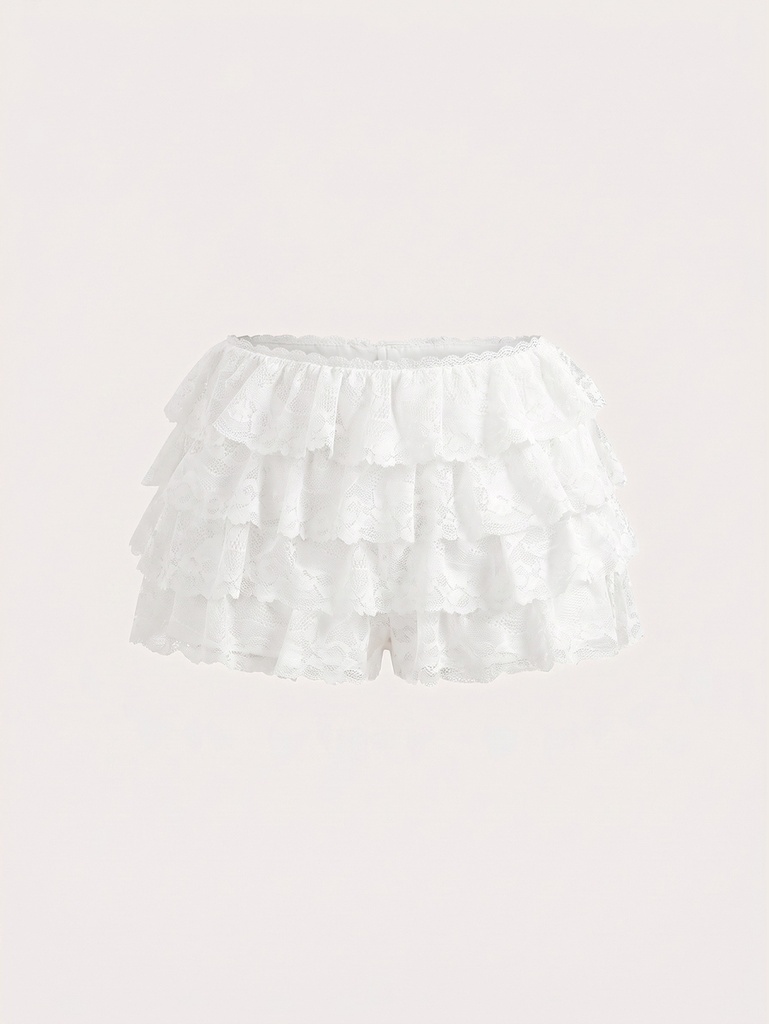 Falda Short Blanca con Volantes — vista 4