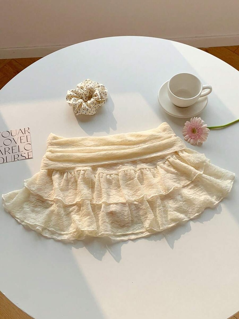 Falda Albaricoque con Encaje de Flores Amarillas — vista 4