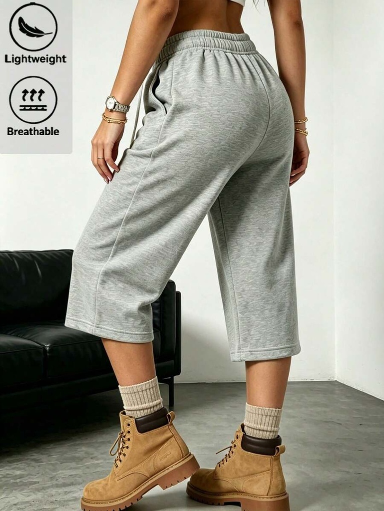 Pantalón Deportivo Gris Claro de Pierna Ancha — vista 2