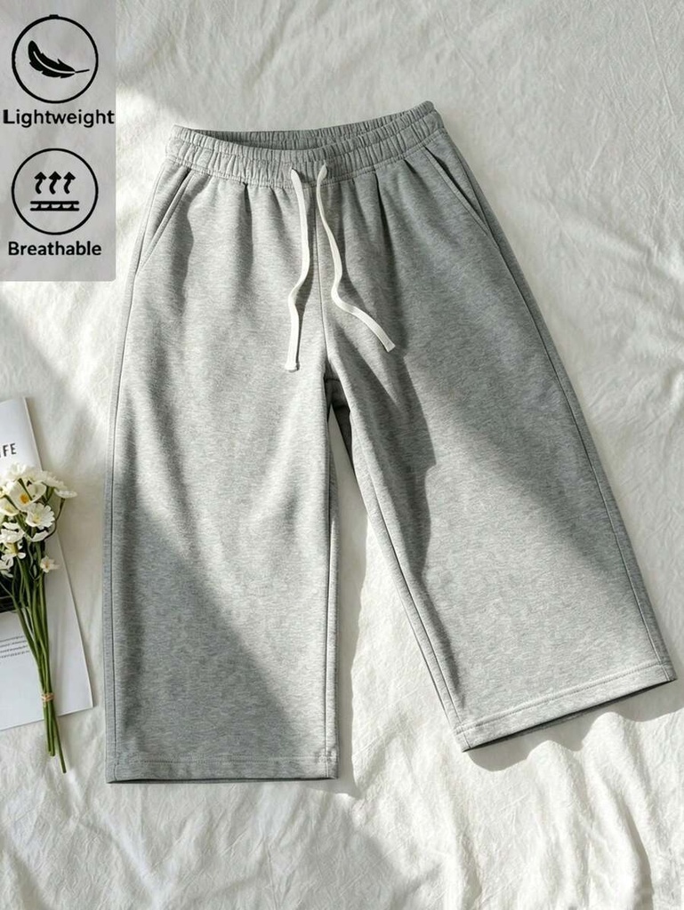 Pantalón Deportivo Gris Claro de Pierna Ancha — vista 3