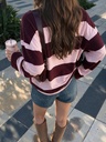 Blusa Rayada Vino y Rosa de Manga Larga — vista 1
