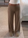 Pantalón Ancho de Rayas Café y Beige — vista 1