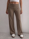 Pantalón Ancho de Rayas Café y Beige — vista 2