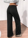 Pantalón Ancho Negro de Cintura Doblada — vista 4