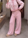 Pantalón Ancho de Punto Acanalado Rosa — vista 4