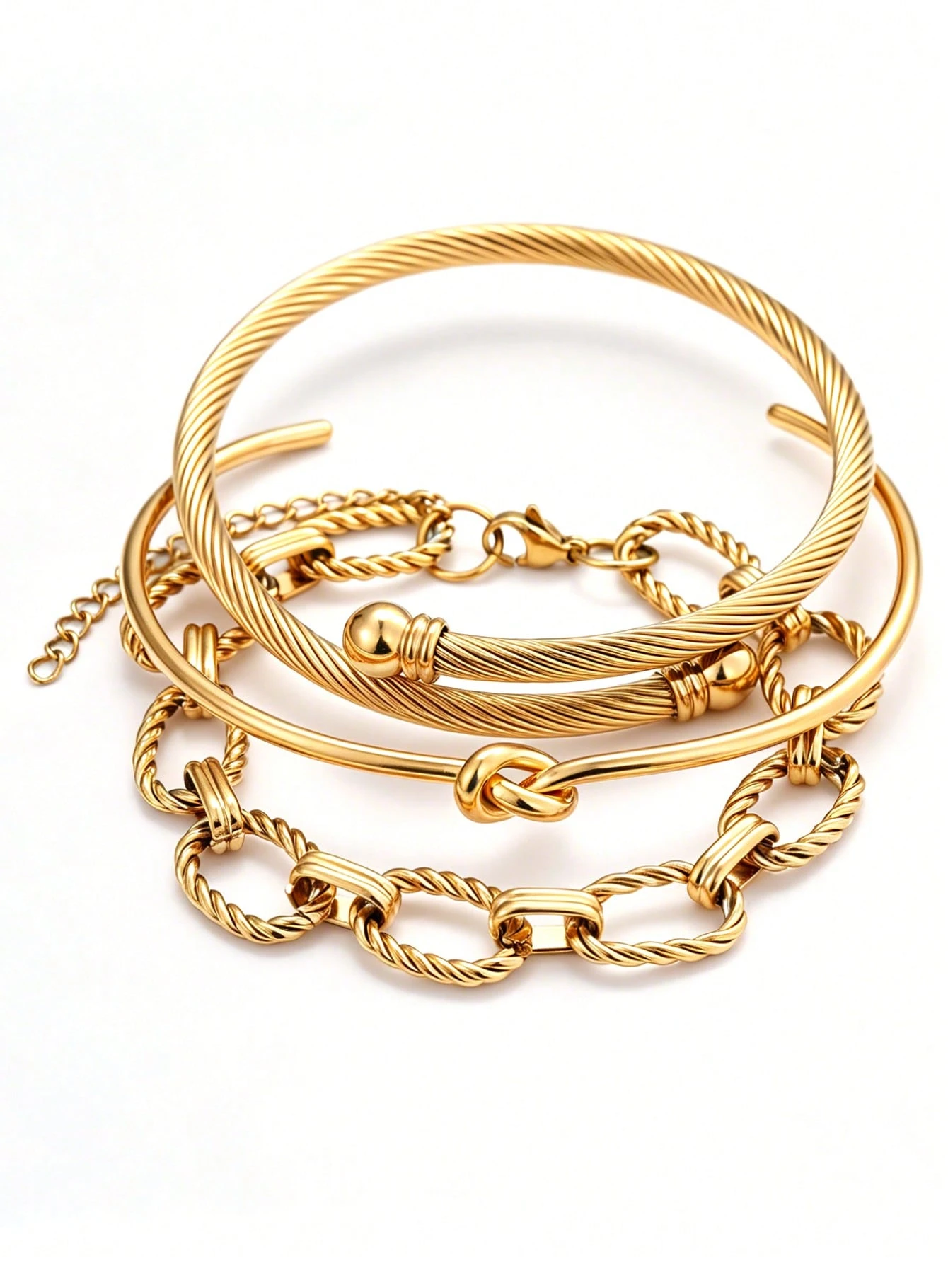 Set de 3 Pulseras Doradas de Acero — vista adicional 2