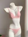 Conjunto de Brasier y Tanga Rosa con Encaje — vista 1