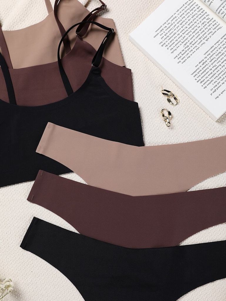 Conjunto de Brasier y Tanga Sin Costuras Negro — vista 1