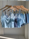 Pijama de Camisola y Short de Cuadros Azul Claro — vista 1