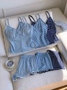 Pijama de Camisola y Short de Cuadros Azul Claro — vista 4