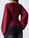 Blusa Vino de Cuello V y Manga Acampanada — vista 1