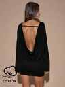 Vestido Mini Negro de Cuello Drapeado — vista 1