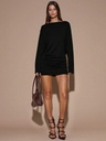 Vestido Mini Negro de Cuello Drapeado — vista 3