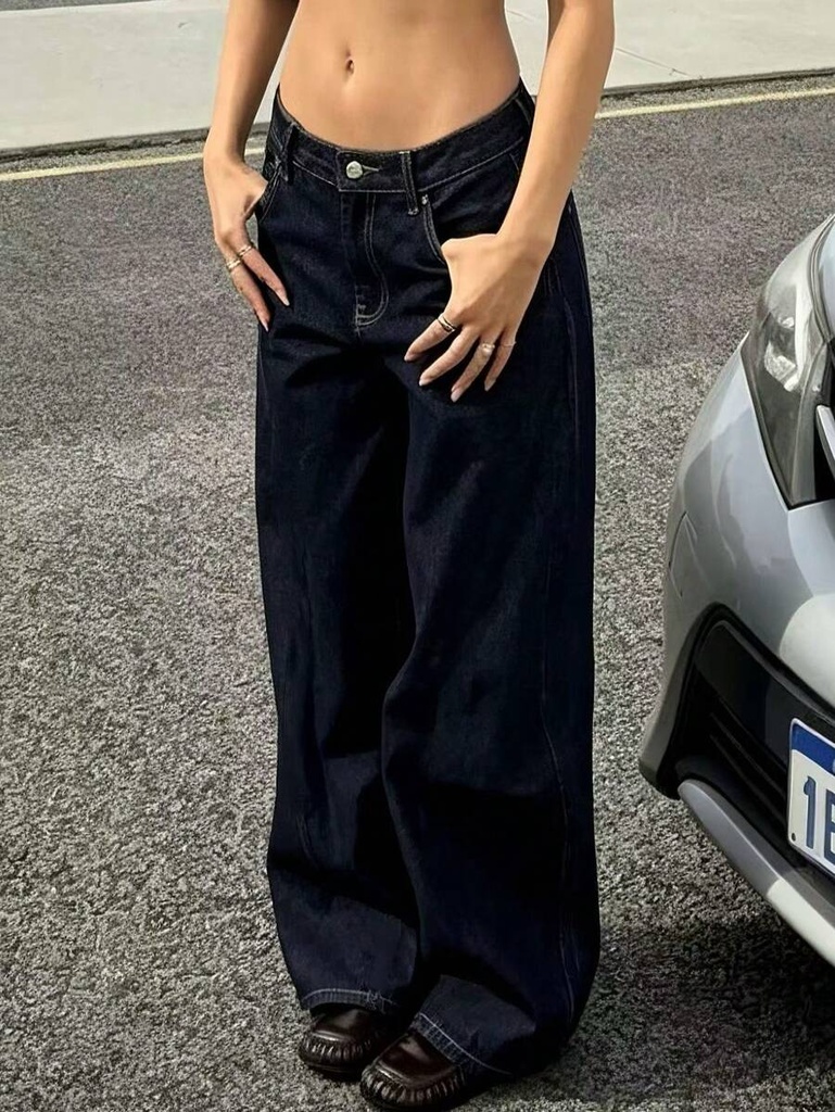 Jeans Azul Oscuro de Pierna Ancha — vista 1