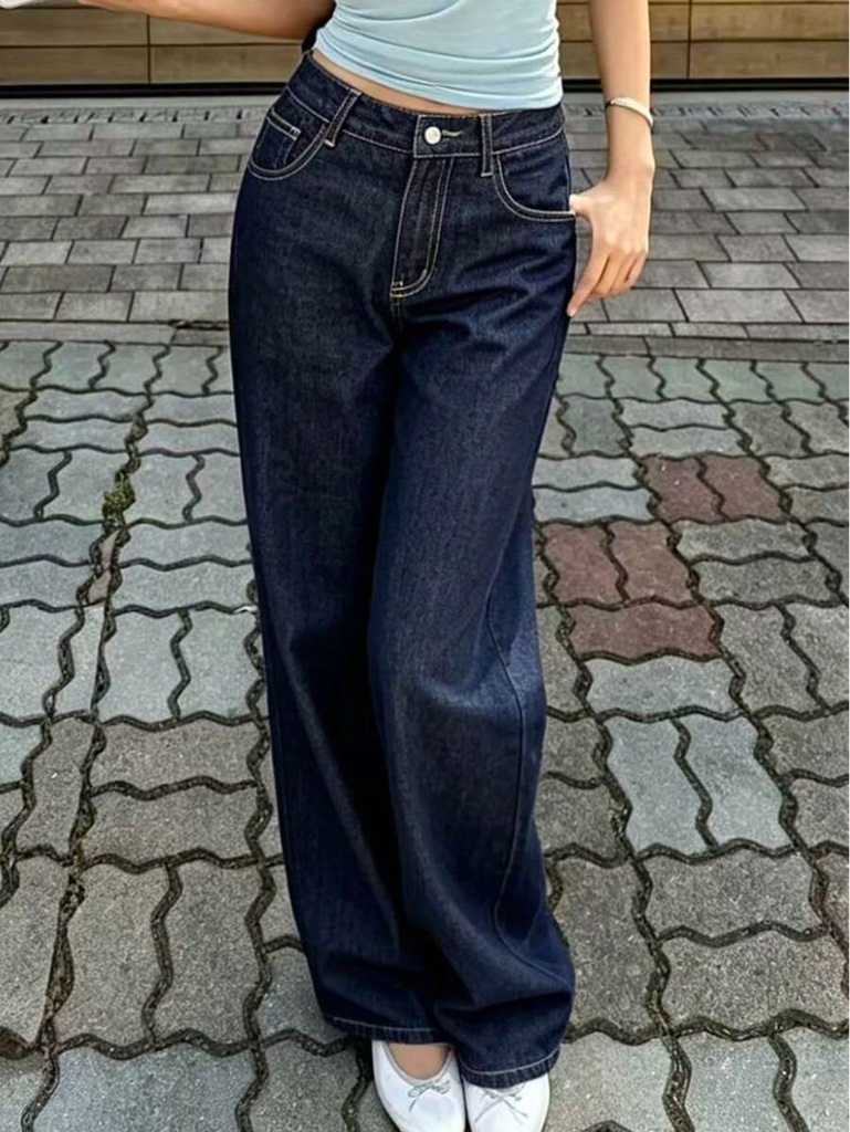 Jeans Azul Oscuro de Pierna Ancha — vista 2