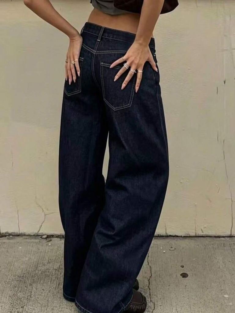 Jeans Azul Oscuro de Pierna Ancha — vista 4