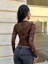 Blusa Café de Encaje Calado — vista 1
