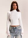 Blusa Blanca de Cuello Alto con Encaje — vista 4
