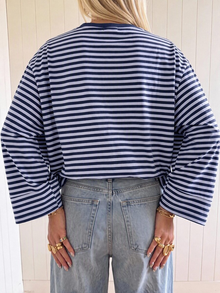 Blusa de Rayas Azul Marino y Celeste — vista 1