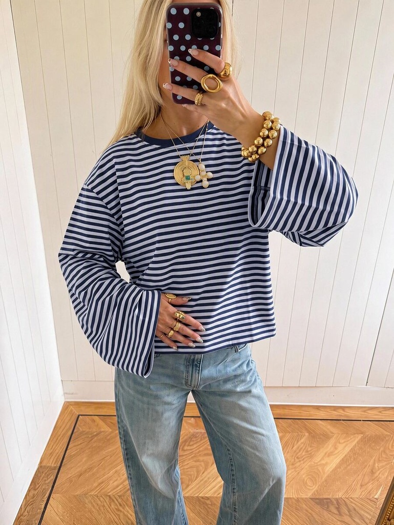 Blusa de Rayas Azul Marino y Celeste — vista 4