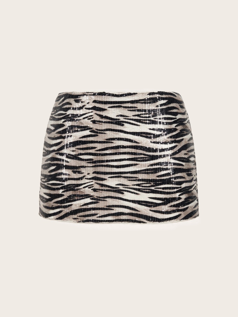 Falda Mini de Estampado Animal con Lentejuelas — vista 1