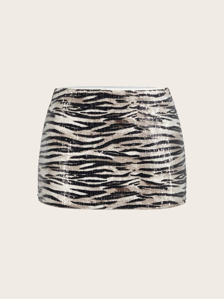 Falda Mini de Estampado Animal con Lentejuelas — vista 2