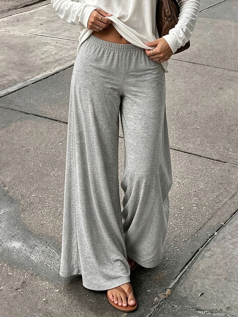 Pantalón Ancho Gris Claro — vista 2