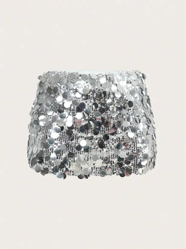 Falda Plateada de Lentejuela 