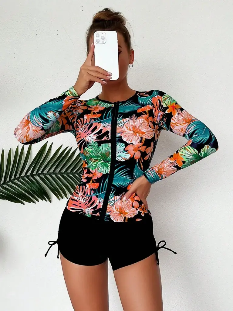 Camisa de Zipper Estampada sin Short 